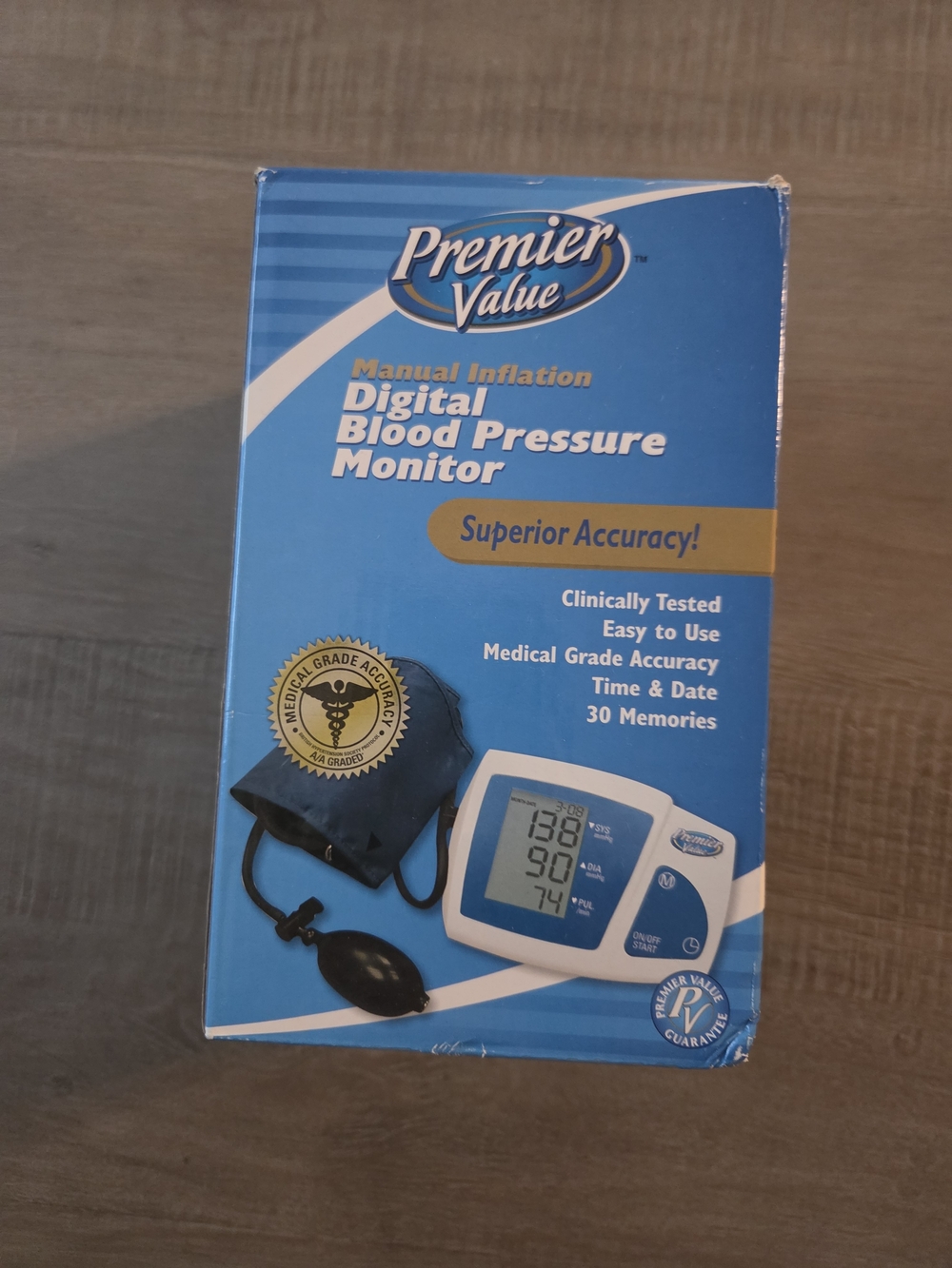 Premier Digital Blood Pressure Monitor - Blue and White